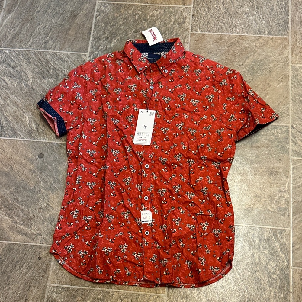 Denim & Flower Red Floral Casual Shirt
